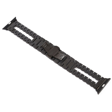 For Apple Watch Series 6 & SE & 5 & 4 40mm / 3 & 2 & 1 38mm Stainless Steel Watchband(Black)-garmade.com