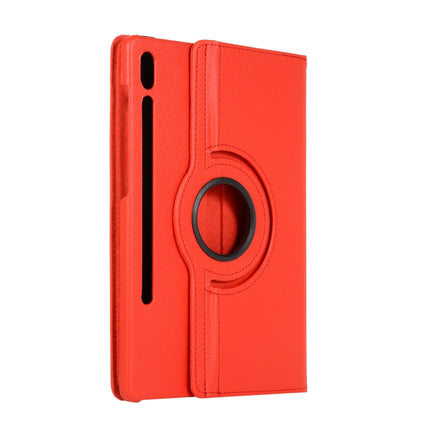 For Samsung Galaxy Tab S7 FE T730 Litchi Texture Horizontal Flip 360 Degrees Rotation Leather Case with Holder(Red)-garmade.com