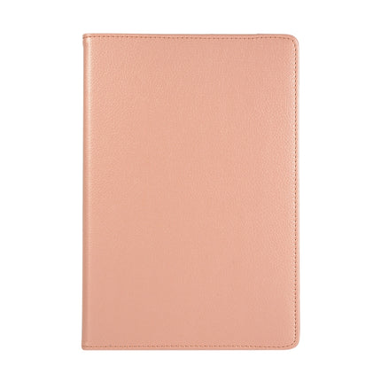 For Samsung Galaxy Tab S7 FE T730 Litchi Texture Horizontal Flip 360 Degrees Rotation Leather Case with Holder(Rose Gold)-garmade.com