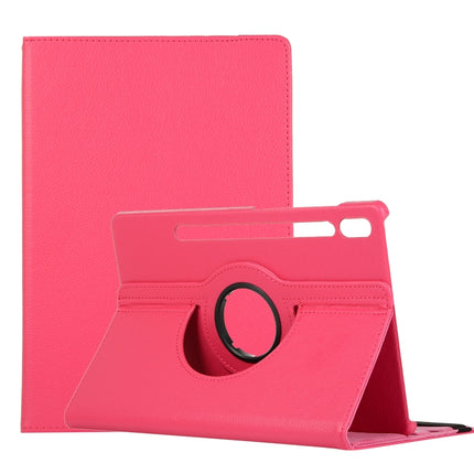For Samsung Galaxy Tab S7 FE T730 Litchi Texture Horizontal Flip 360 Degrees Rotation Leather Case with Holder(Rose Red)-garmade.com