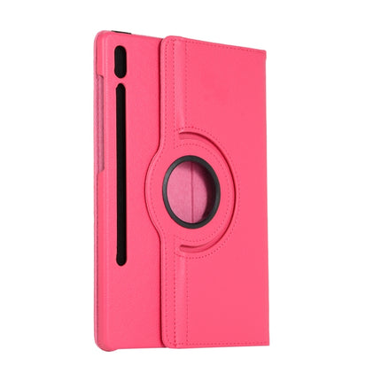 For Samsung Galaxy Tab S7 FE T730 Litchi Texture Horizontal Flip 360 Degrees Rotation Leather Case with Holder(Rose Red)-garmade.com