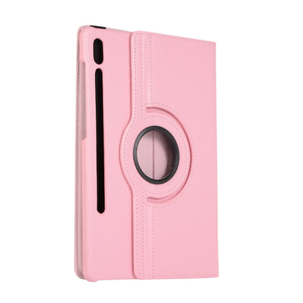 For Samsung Galaxy Tab S7 FE T730 Litchi Texture Horizontal Flip 360 Degrees Rotation Leather Case with Holder(Pink)-garmade.com