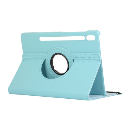 For Samsung Galaxy Tab S7 FE T730 Litchi Texture Horizontal Flip 360 Degrees Rotation Leather Case with Holder(Sky Blue)-garmade.com