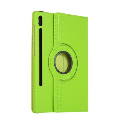 For Samsung Galaxy Tab S7 FE T730 Litchi Texture Horizontal Flip 360 Degrees Rotation Leather Case with Holder(Green)-garmade.com