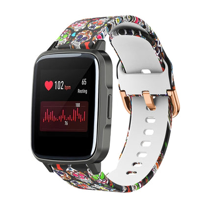 For Xiaomi Haylou LS01 Silicone Printing Replacement Strap Watchband(Colorful Skull)-garmade.com