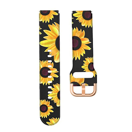 For Xiaomi Haylou LS01 Silicone Printing Replacement Strap Watchband(Black Sunflower)-garmade.com