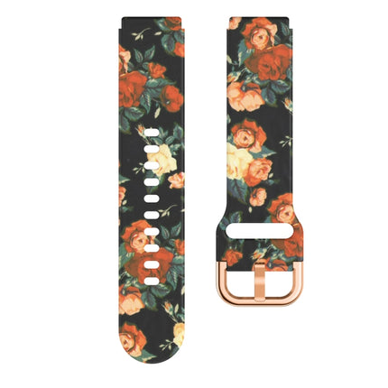 For Xiaomi Haylou LS01 Silicone Printing Replacement Strap Watchband(Red Rose)-garmade.com