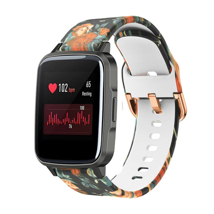 For Xiaomi Haylou LS01 Silicone Printing Replacement Strap Watchband(Red Rose)-garmade.com