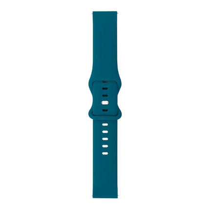 For Samsung Galaxy Watch 3 45mm 8-buckle Silicone Replacement Strap Watchband(Peacock Blue)-garmade.com