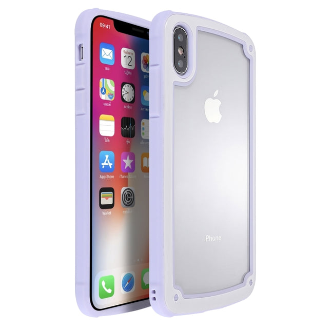 For iPhone XR Candy-Colored TPU Transparent Shockproof Case(Purple)-garmade.com