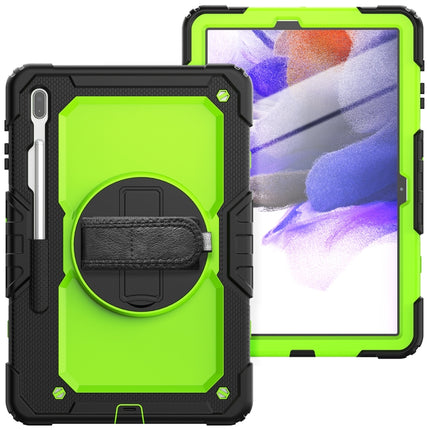 For Samsung Galaxy Tab S7 FE 12.4 inch 2021 SM-T730 / SM-T736B Shockproof Colorful Silicone + PC Protective Case with Holder & Shoulder Strap & Hand Strap & Pen Slot(Lime PC+Black)-garmade.com