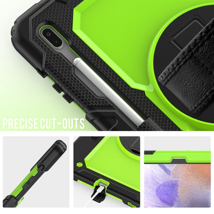 For Samsung Galaxy Tab S7 FE 12.4 inch 2021 SM-T730 / SM-T736B Shockproof Colorful Silicone + PC Protective Case with Holder & Shoulder Strap & Hand Strap & Pen Slot(Lime PC+Black)-garmade.com