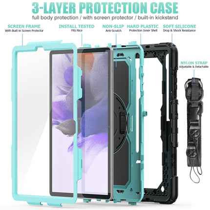 For Samsung Galaxy Tab S7 FE 12.4 inch 2021 SM-T730 / SM-T736B Shockproof Colorful Silicone + PC Protective Case with Holder & Shoulder Strap & Hand Strap & Pen Slot(Sky Blue PC+Black)-garmade.com