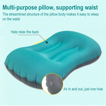 Outdoor Camping Trip Foldable Portable Inflatable Pillow Nap Waist Pillow, Specification:Inflate with Your Mouth(Double Ink Blue)-garmade.com