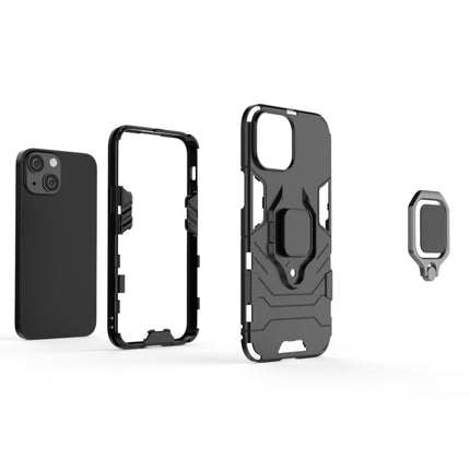 Shockproof PC + TPU Protective Case with Magnetic Ring Holder For iPhone 13 mini(Black)-garmade.com