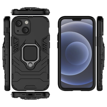 Shockproof PC + TPU Protective Case with Magnetic Ring Holder For iPhone 13 mini(Black)-garmade.com