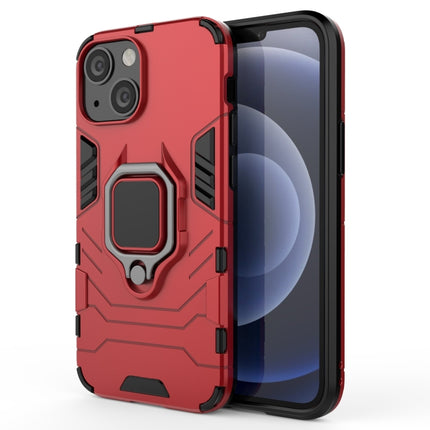 Shockproof PC + TPU Protective Case with Magnetic Ring Holder For iPhone 13 mini(Red)-garmade.com
