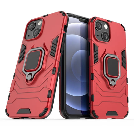 Shockproof PC + TPU Protective Case with Magnetic Ring Holder For iPhone 13 mini(Red)-garmade.com