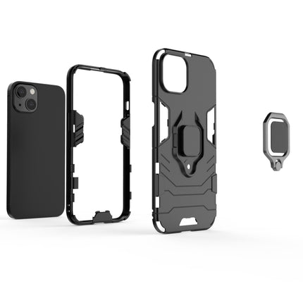 Shockproof PC + TPU Protective Case with Magnetic Ring Holder For iPhone 13(Black)-garmade.com