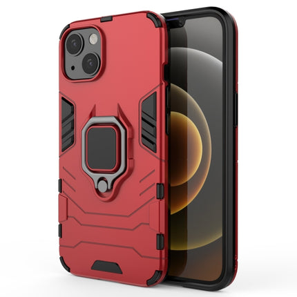 Shockproof PC + TPU Protective Case with Magnetic Ring Holder For iPhone 13(Red)-garmade.com