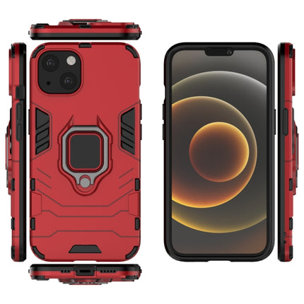 Shockproof PC + TPU Protective Case with Magnetic Ring Holder For iPhone 13(Red)-garmade.com