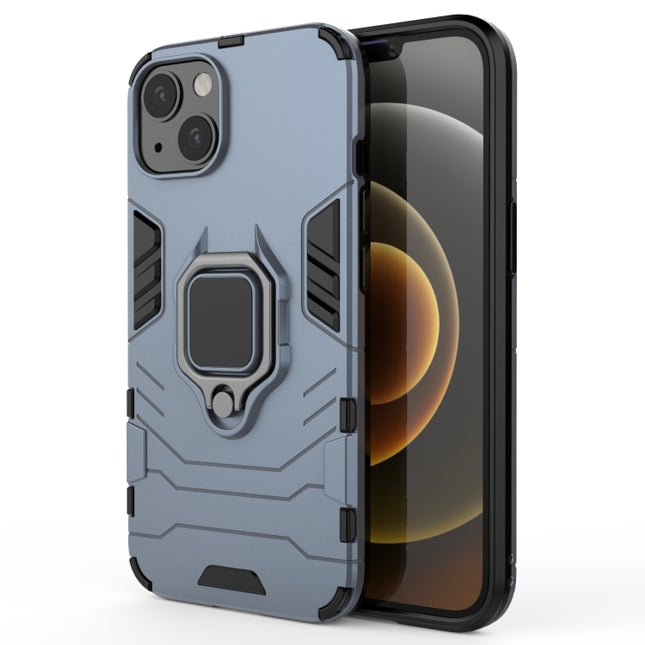 Shockproof PC + TPU Protective Case with Magnetic Ring Holder For iPhone 13(Navy Blue)-garmade.com