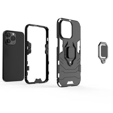 Shockproof PC + TPU Protective Case with Magnetic Ring Holder For iPhone 13 Pro(Black)-garmade.com