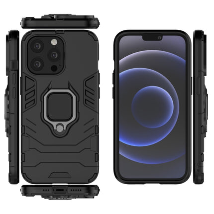 Shockproof PC + TPU Protective Case with Magnetic Ring Holder For iPhone 13 Pro(Black)-garmade.com