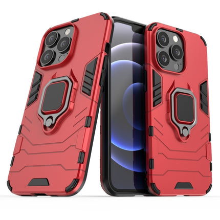 Shockproof PC + TPU Protective Case with Magnetic Ring Holder For iPhone 13 Pro(Red)-garmade.com