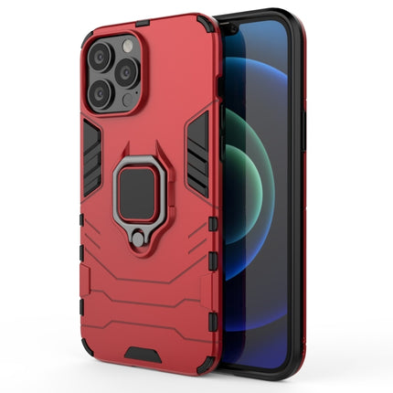Shockproof PC + TPU Protective Case with Magnetic Ring Holder For iPhone 13 Pro Max(Red)-garmade.com