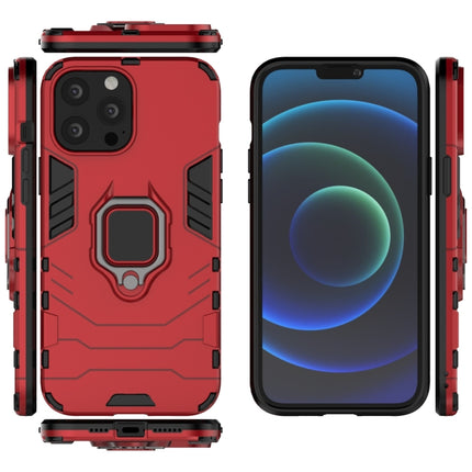 Shockproof PC + TPU Protective Case with Magnetic Ring Holder For iPhone 13 Pro Max(Red)-garmade.com