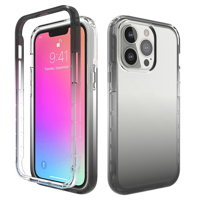 Shockproof High Transparency Two-color Gradual Change PC+TPU Candy Colors Protective Case For iPhone 13 Pro(Black)-garmade.com