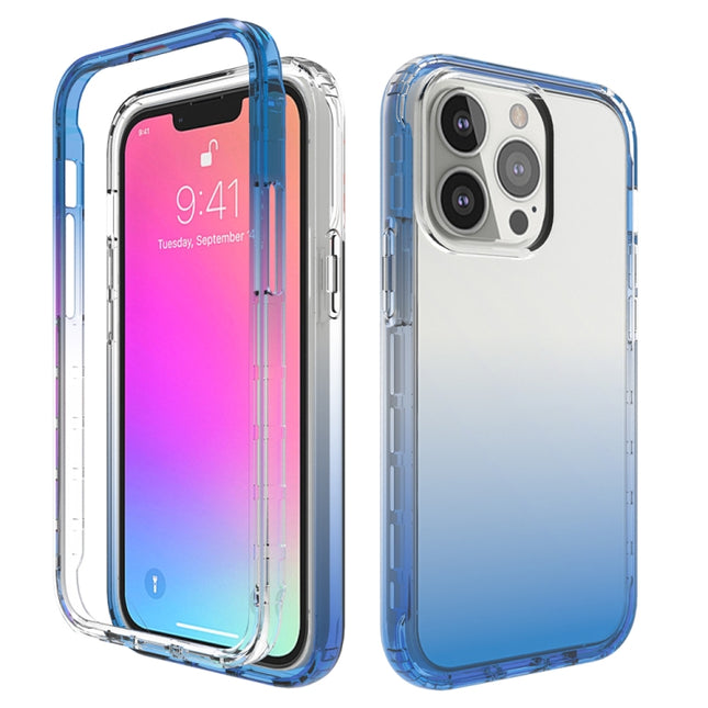 Shockproof High Transparency Two-color Gradual Change PC+TPU Candy Colors Protective Case For iPhone 13 Pro(Blue)-garmade.com