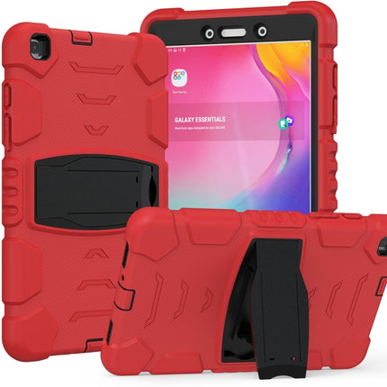 For Samsung Galaxy Tab A8.0 2019 T290 3-Layer Protection Screen Frame + PC + Silicone Shockproof Combination Case with Holder(Red+Black)-garmade.com