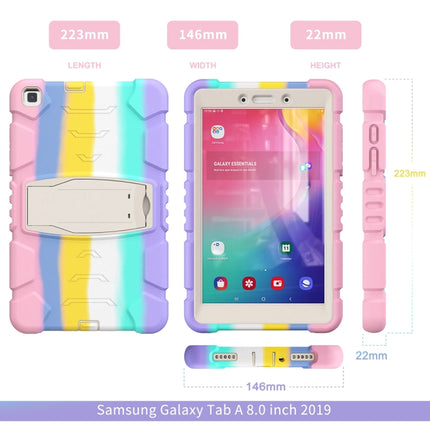 For Samsung Galaxy Tab A8.0 2019 T290 3-Layer Protection Screen Frame + PC + Silicone Shockproof Combination Case with Holder(Colorful Pink)-garmade.com
