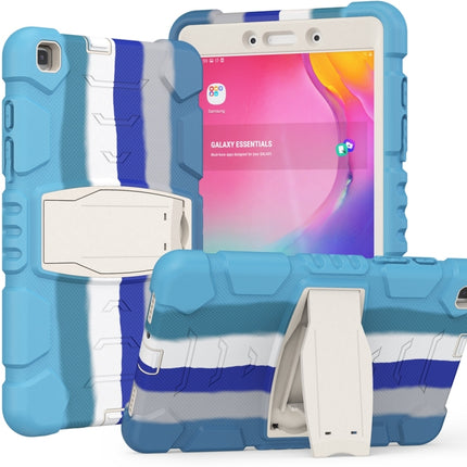 For Samsung Galaxy Tab A8.0 2019 T290 3-Layer Protection Screen Frame + PC + Silicone Shockproof Combination Case with Holder(Colorful Blue)-garmade.com