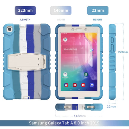 For Samsung Galaxy Tab A8.0 2019 T290 3-Layer Protection Screen Frame + PC + Silicone Shockproof Combination Case with Holder(Colorful Blue)-garmade.com