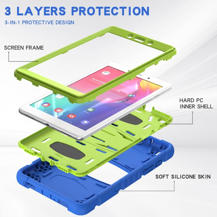 For Samsung Galaxy Tab A8.0 2019 T290 3-Layer Protection Screen Frame + PC + Silicone Shockproof Combination Case with Holder(Blue+Lime)-garmade.com
