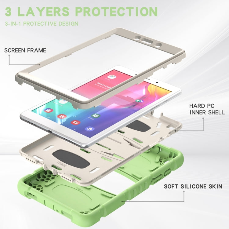 For Samsung Galaxy Tab A8.0 2019 T290 3-Layer Protection Screen Frame + PC + Silicone Shockproof Combination Case with Holder(Matcha Green)-garmade.com