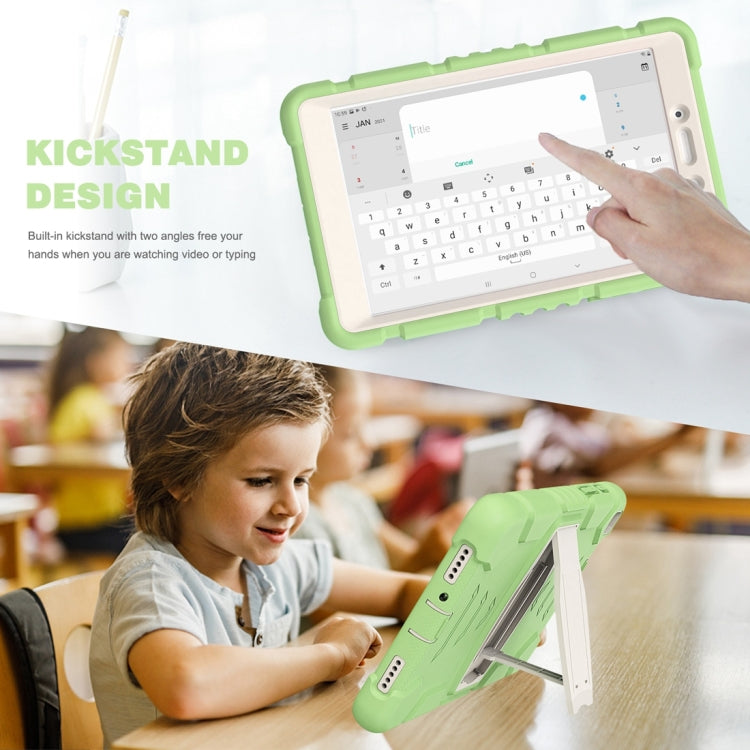 For Samsung Galaxy Tab A8.0 2019 T290 3-Layer Protection Screen Frame + PC + Silicone Shockproof Combination Case with Holder(Matcha Green)-garmade.com