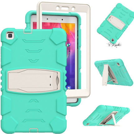 For Samsung Galaxy Tab A8.0 2019 T290 3-Layer Protection Screen Frame + PC + Silicone Shockproof Combination Case with Holder(Mint Green)-garmade.com