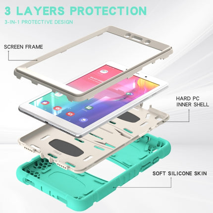 For Samsung Galaxy Tab A8.0 2019 T290 3-Layer Protection Screen Frame + PC + Silicone Shockproof Combination Case with Holder(Mint Green)-garmade.com