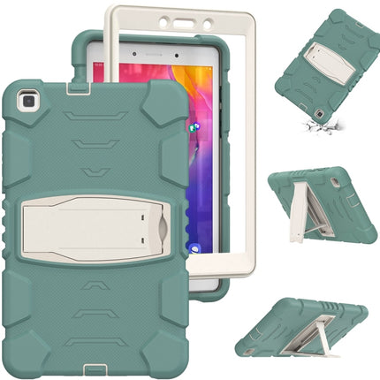 For Samsung Galaxy Tab A8.0 2019 T290 3-Layer Protection Screen Frame + PC + Silicone Shockproof Combination Case with Holder(Emerald Green)-garmade.com