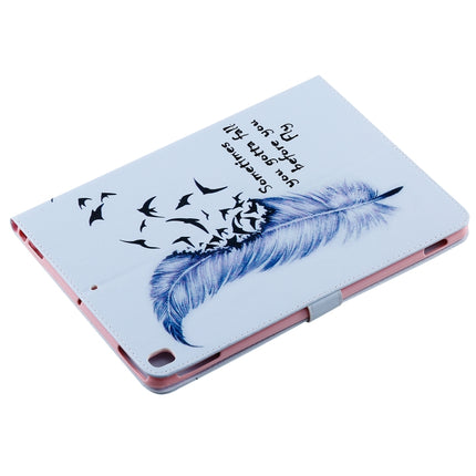 For iPad 10.2 / Pro 10.5 / Air 2019 3D Colored Drawing Horizontal Flip Leather Case with Holder & Card Slots & Wallet & Sleep / Wake-up Function (Feather)-garmade.com