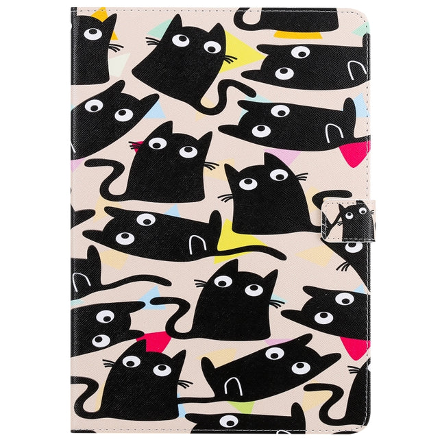 For iPad 10.2 / Pro 10.5 / Air 2019 3D Colored Drawing Horizontal Flip Leather Case with Holder & Card Slots & Wallet & Sleep / Wake-up Function(Cat)-garmade.com