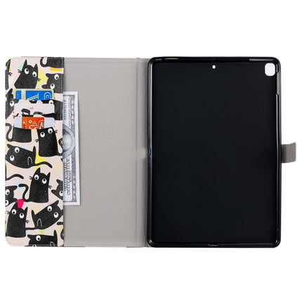 For iPad 10.2 / Pro 10.5 / Air 2019 3D Colored Drawing Horizontal Flip Leather Case with Holder & Card Slots & Wallet & Sleep / Wake-up Function(Cat)-garmade.com