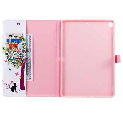 For iPad 10.2 / Pro 10.5 / Air 2019 3D Colored Drawing Horizontal Flip Leather Case with Holder & Card Slots & Wallet & Sleep / Wake-up Function(Cat and Tree)-garmade.com