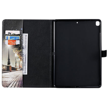 For iPad 10.2 / Pro 10.5 / Air 2019 3D Colored Drawing Horizontal Flip Leather Case with Holder & Card Slots & Wallet & Sleep / Wake-up Function(Cityscape)-garmade.com