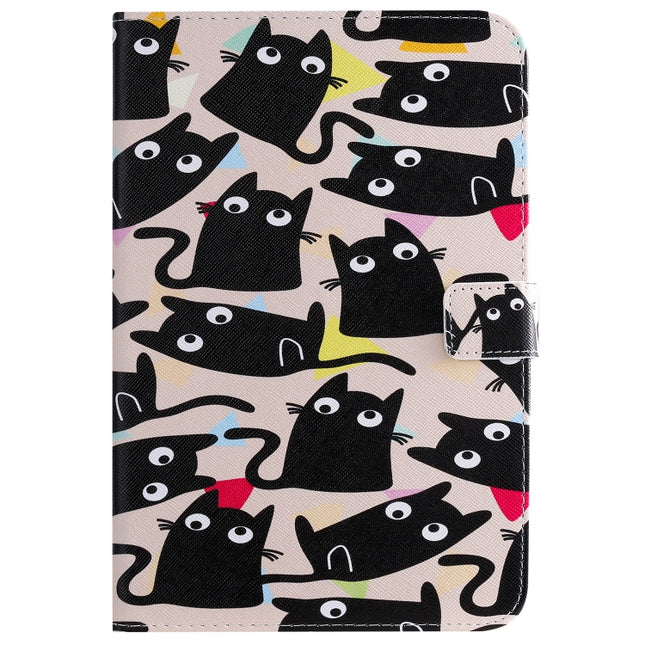 For iPad Mini 2019 & 4 & 3 & 2 & 1 3D Colored Drawing Horizontal Flip Leather Case with Holder & Card Slots & Wallet & Sleep / Wake-up Function(Cat)-garmade.com