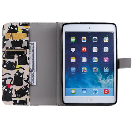 For iPad Mini 2019 & 4 & 3 & 2 & 1 3D Colored Drawing Horizontal Flip Leather Case with Holder & Card Slots & Wallet & Sleep / Wake-up Function(Cat)-garmade.com